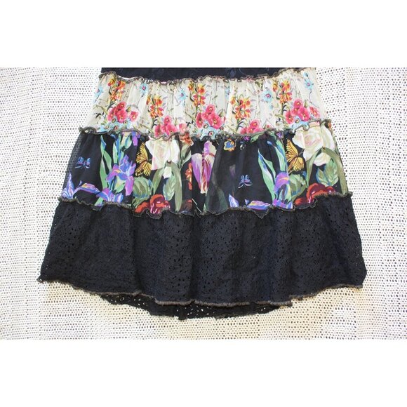 VTG Spencer Alexis Floral tiered Maxi Skirt Black Lace Size Small Y2K Goth silk - Picture 4 of 6